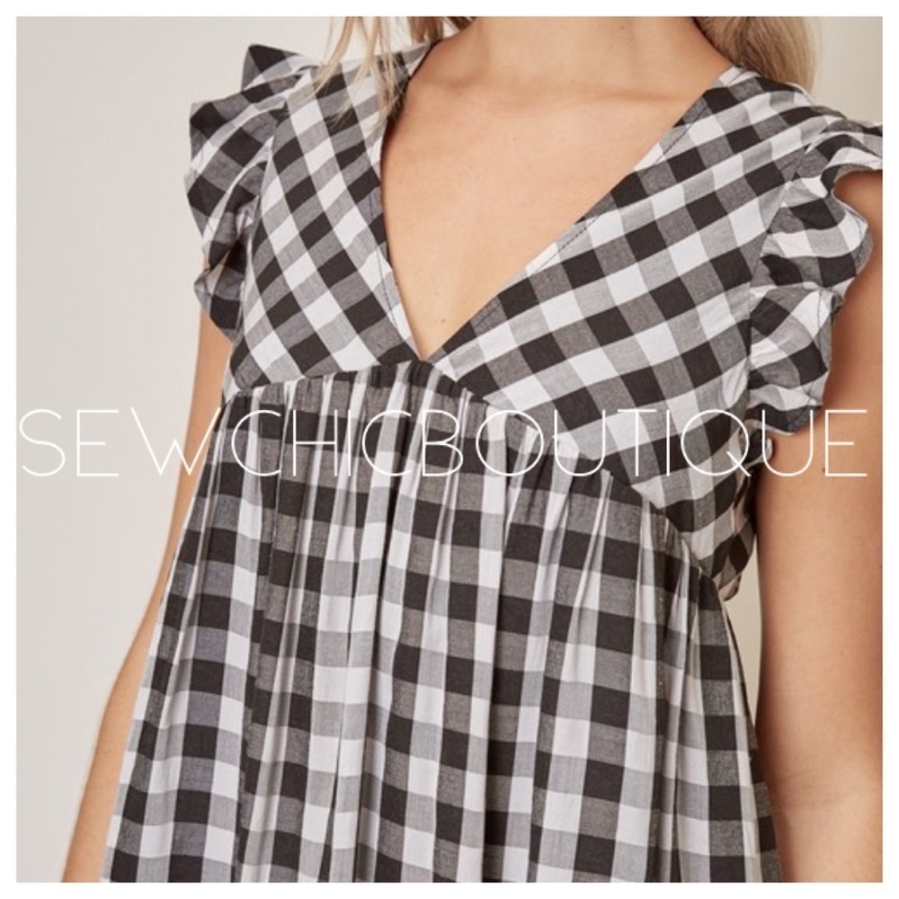 Sleeveless Checkered Ruffle Mini Dress - Picture 4 of 4